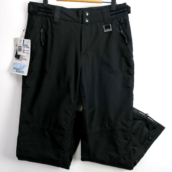 Snow Pants Men’s M Insulated Waterproof Black Winter Ski Outdoor Ocean & Earth - Picture 1 of 16